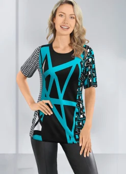 Damen KLAUS MODELLE MADE IN GERMANY Allover gemustertes Shirt in 2 Farben