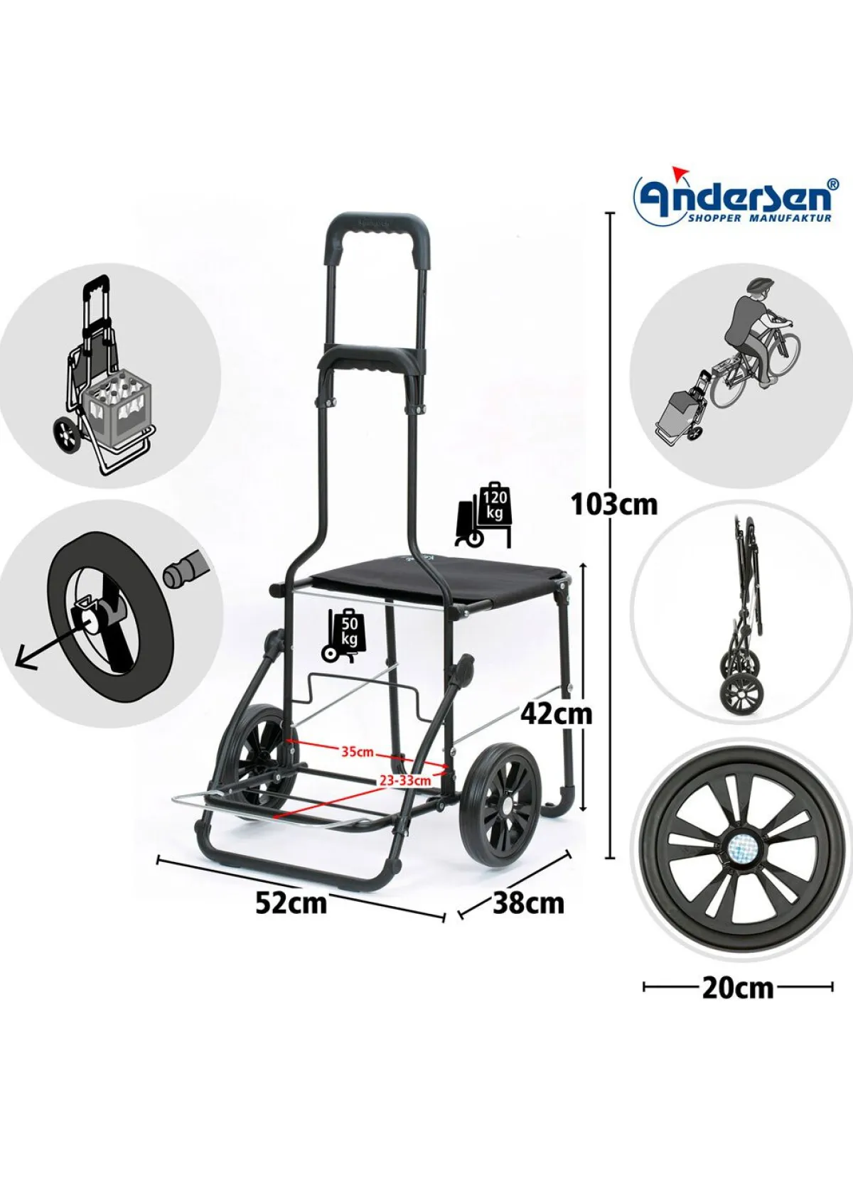 BADER Andersen Einkaufsroller mit Sitzmöglichkeit