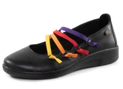 Damen ANDREA CONTI Slipper mit bunten, dekorativ eingesetzten Gummizügen