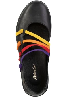 Damen ANDREA CONTI Slipper mit bunten, dekorativ eingesetzten Gummizügen