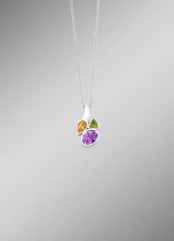 Damen BADER Anhänger mit echt Amethyst, echt Citrin und echt Peridot