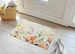 BADER Ansprechende Fußmatte mit Blüten und Schmetterlinge