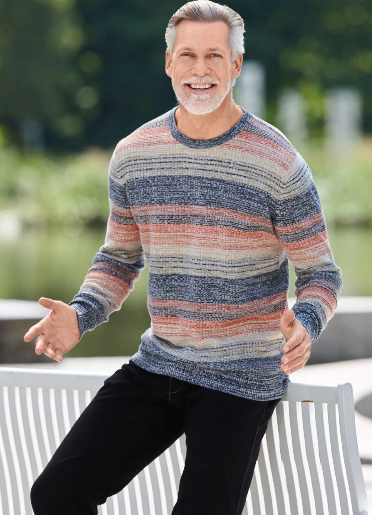 Herren BADER Ansprechender Rundhalspullover