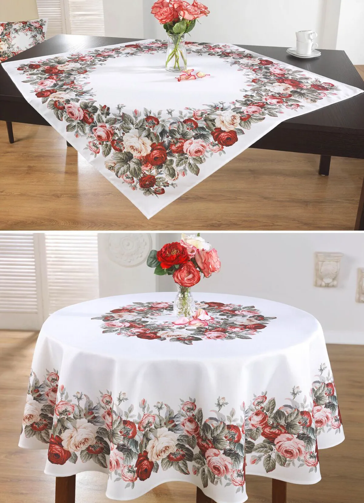 BADER Aussdrucksstarke Tischdecke mit bezauberndem Rosen-Dessin