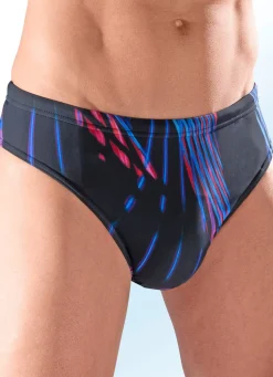 Herren BADER Badehose in Slipform mit buntem Druckdessin