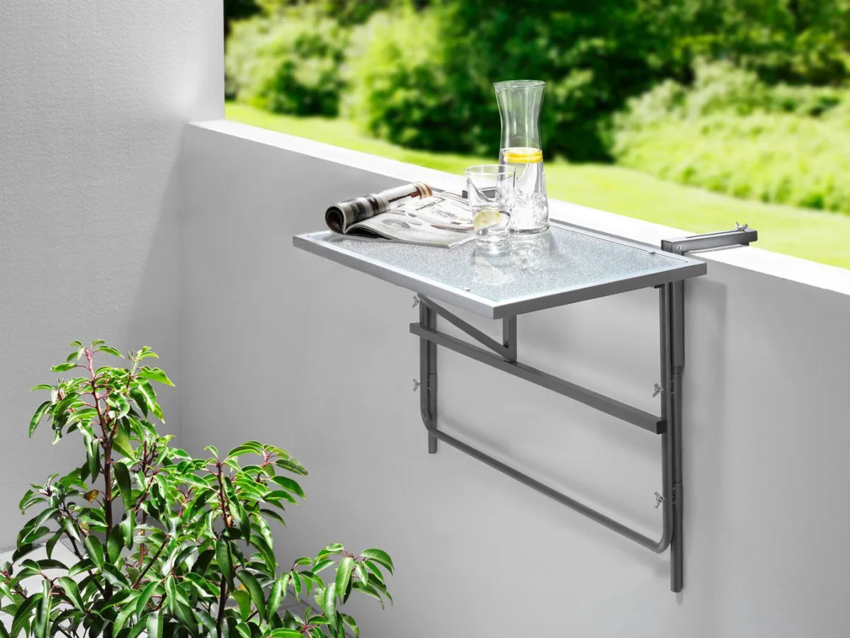 BADER Balkon-Hängetisch mit Glasplatte
