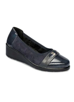 Damen BADER Ballerina in Lack und Veloursleder-Optik