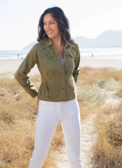 Damen BADER Bestickte Jeansjacke