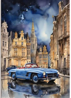 BADER Bild: Mercedes 190SL in einer Stadt