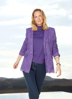 Damen BADER Blazer mit floralem Spitzenbesatz