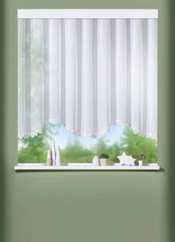 PLAUENER SPITZE Blumenfenster-Store aus echter