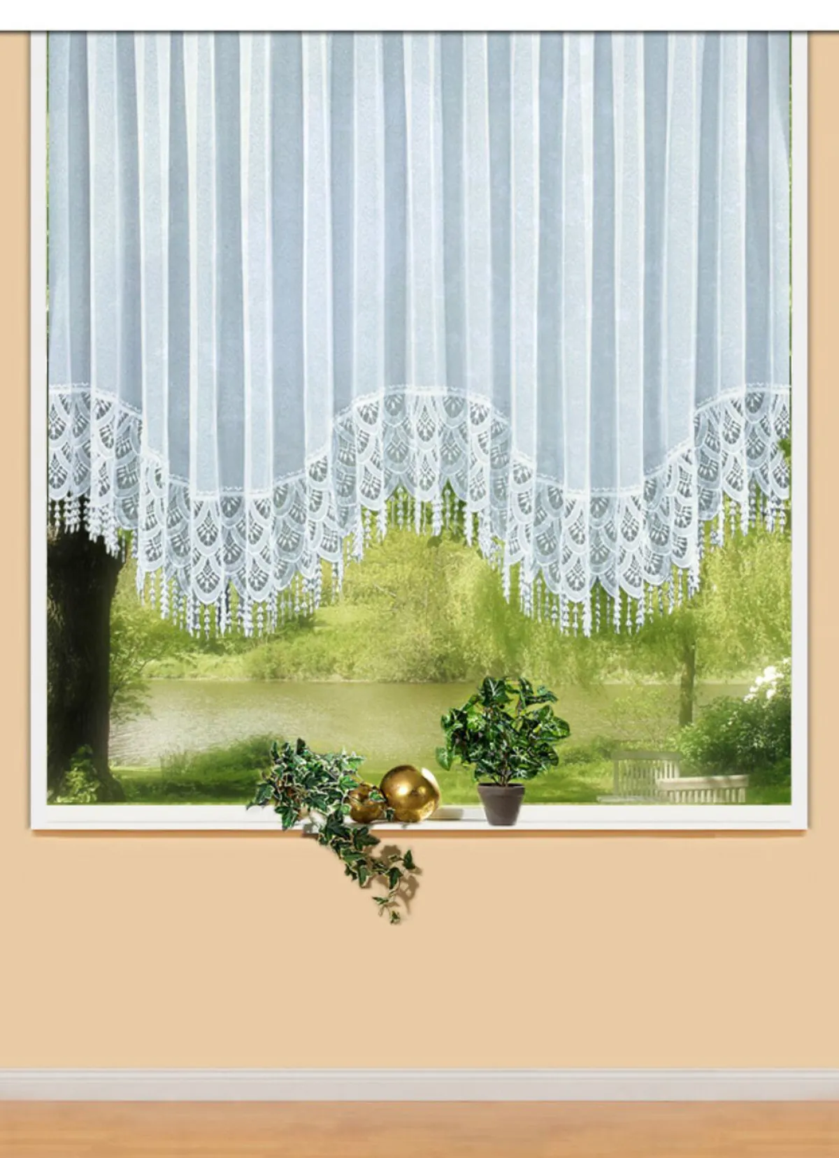 PLAUENER SPITZE Blumenfenster-Store mit