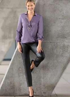 Damen BADER Bluse mit innenliegendem Druckknopf in 2 Farben