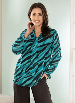 Damen BADER Bluse mit Schluppe am Halsausschnitt