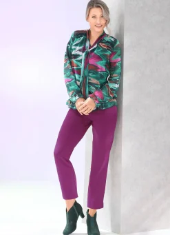 Damen BADER Bluse mit V-Schlitz und Bindeband