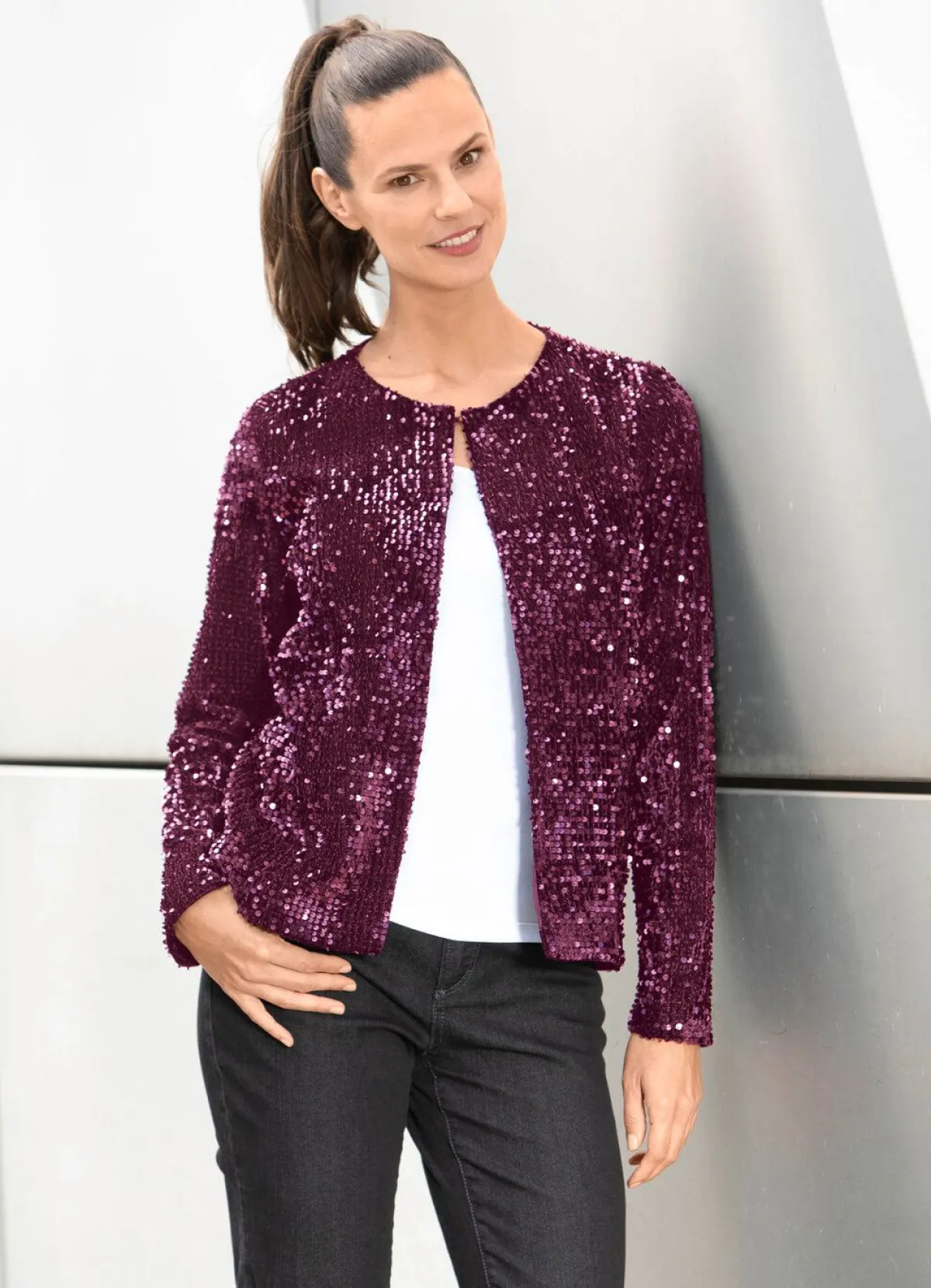 Damen BADER Blusenjacke mit Pailletten