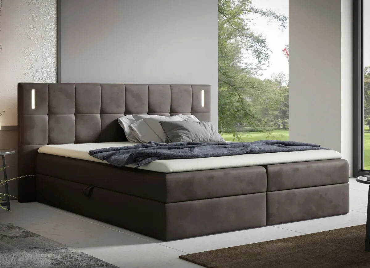 BADER Boxspringbett mit LED-Beleuchtung und Topper