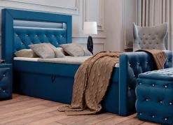BADER Boxspringbett mit LED-Beleuchtung und Topper