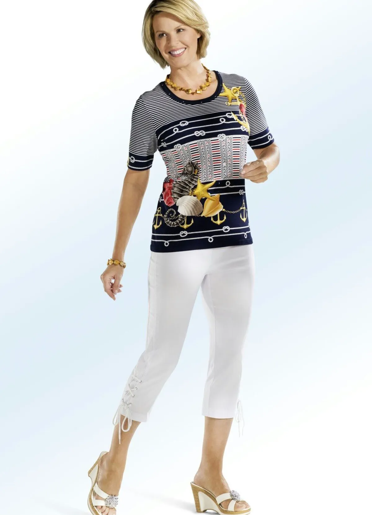 Damen BADER Caprihose mit raffinierter Schnürrung