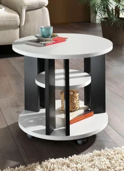 BADER Couchtisch mit 2 Ablageflächen und 4 Rollen
