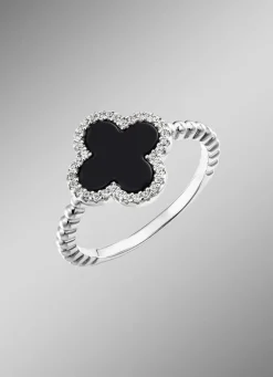 Damen BADER Damenring aus Silber mit Onyx und Zirkonia