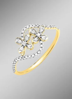Damen BADER Damenring im Blumen-Design, 10 Brillanten, 34 Diamanten