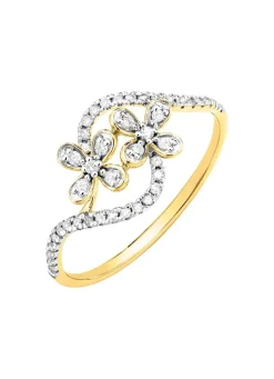 Damen BADER Damenring im Blumen-Design, 10 Brillanten, 34 Diamanten
