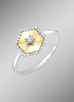 Damen BADER Damenring in Bicolor mit 1 Brillant und 30 Diamanten