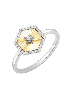 Damen BADER Damenring in Bicolor mit 1 Brillant und 30 Diamanten