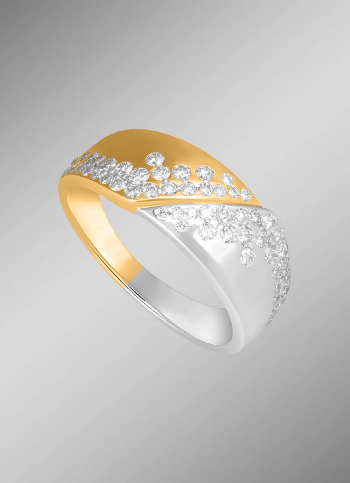 Damen BADER Damenring in Bicolor mit 58 Brillanten