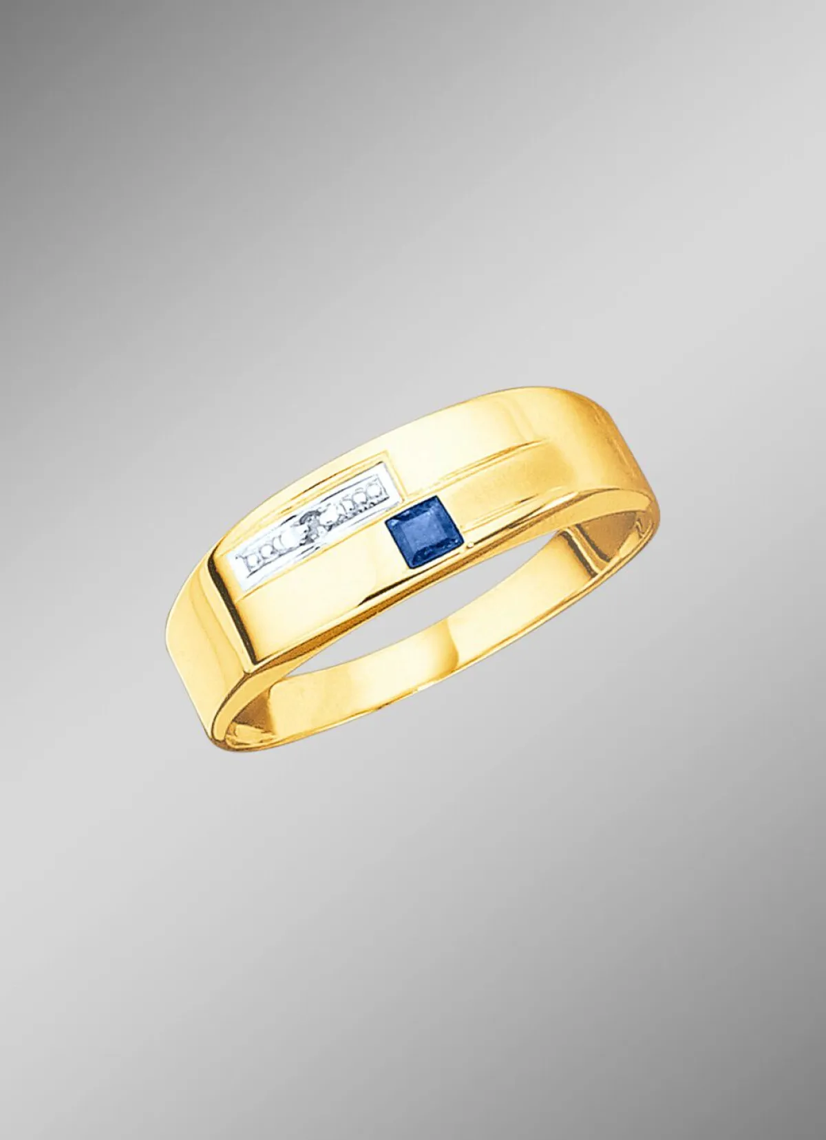 Damen BADER Damenring in Bicolor mit Diamant und echt blauem Safir