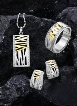 Damen BADER Damenring in Bicolor mit synth. Zirkonia