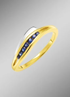 Damen BADER Damenring in Bicolor mit synth. Safir