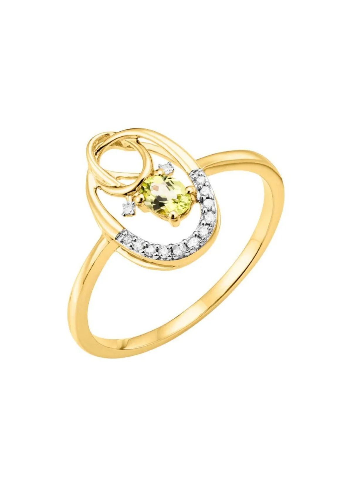 Damen BADER Damenring mit Brillanten und Peridot