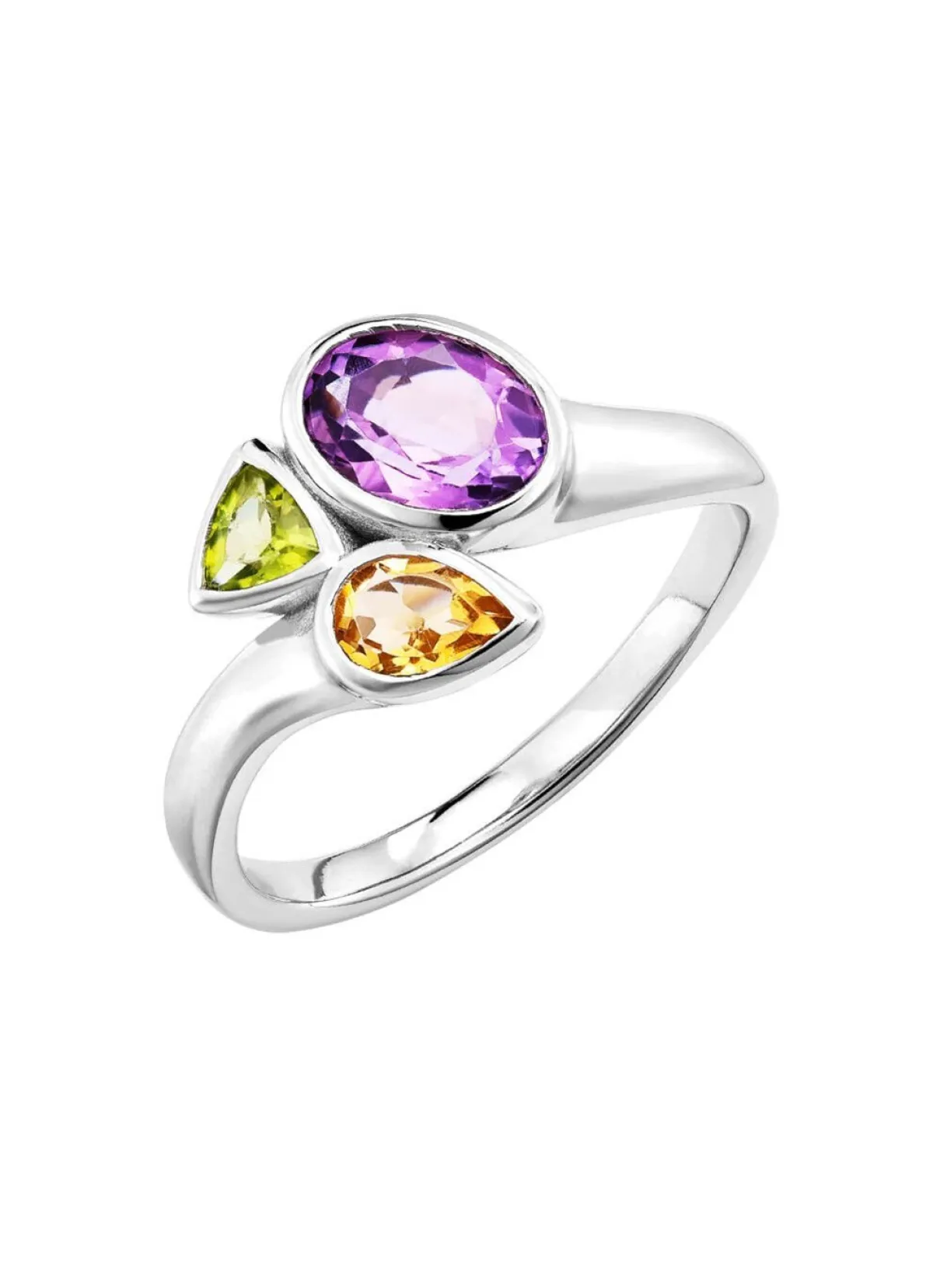 Damen BADER Damenring mit echt Amethyst, echt Citrin und echt Peridot