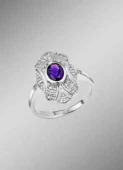 Damen BADER Damenring mit echt Amethyst und echt Weißtopas
