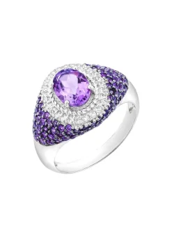 Damen BADER Damenring mit echt Amethyst und echt Weißtopas