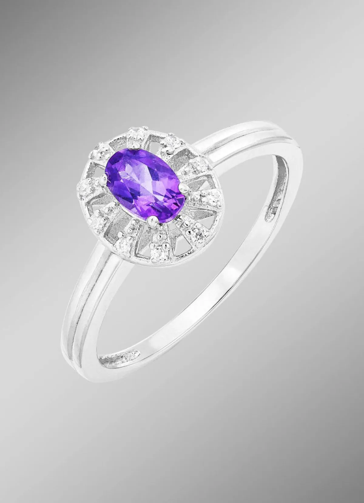 Damen BADER Damenring mit echt Amethyst und synth. Zirkonia