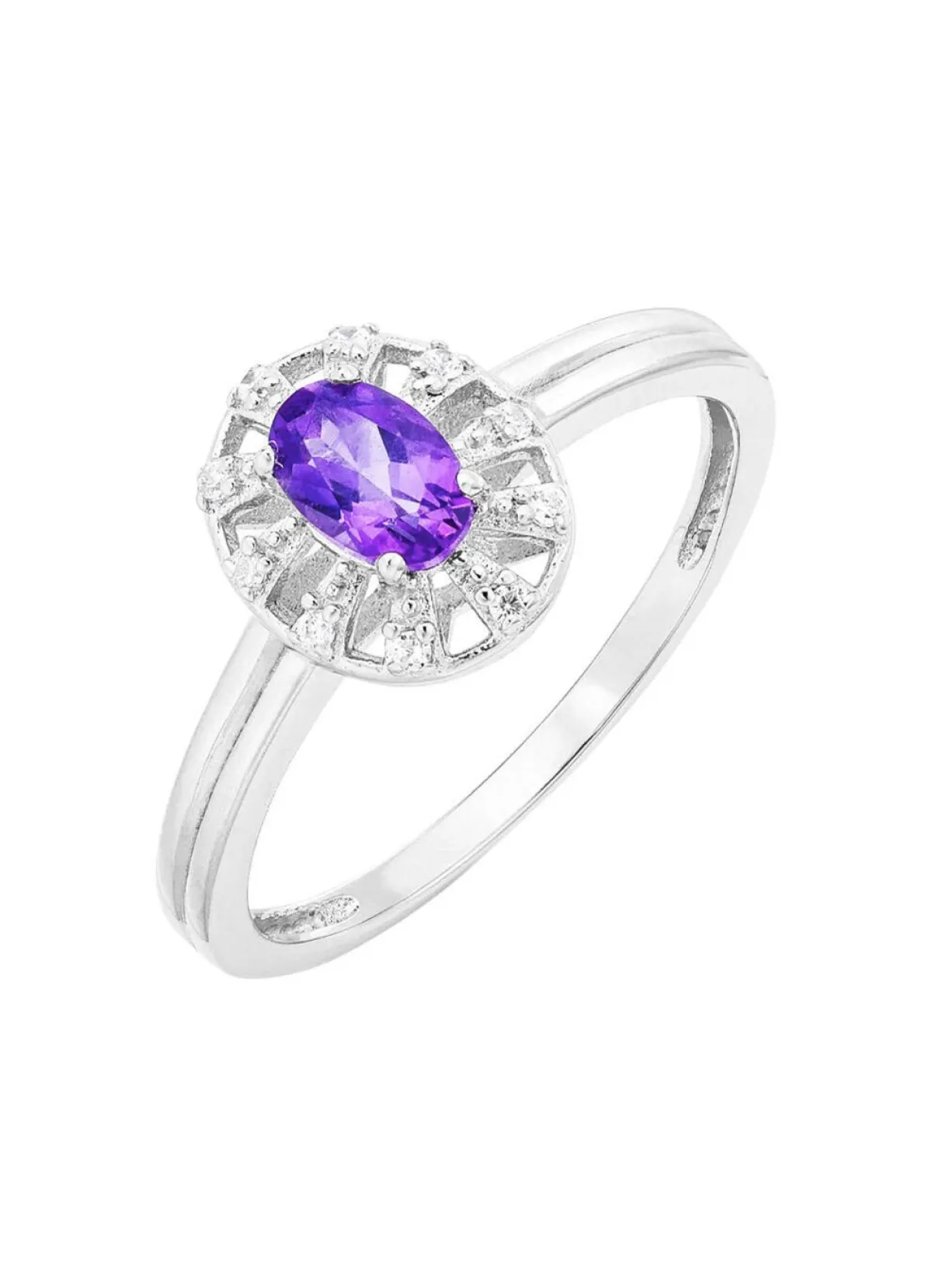 Damen BADER Damenring mit echt Amethyst und synth. Zirkonia