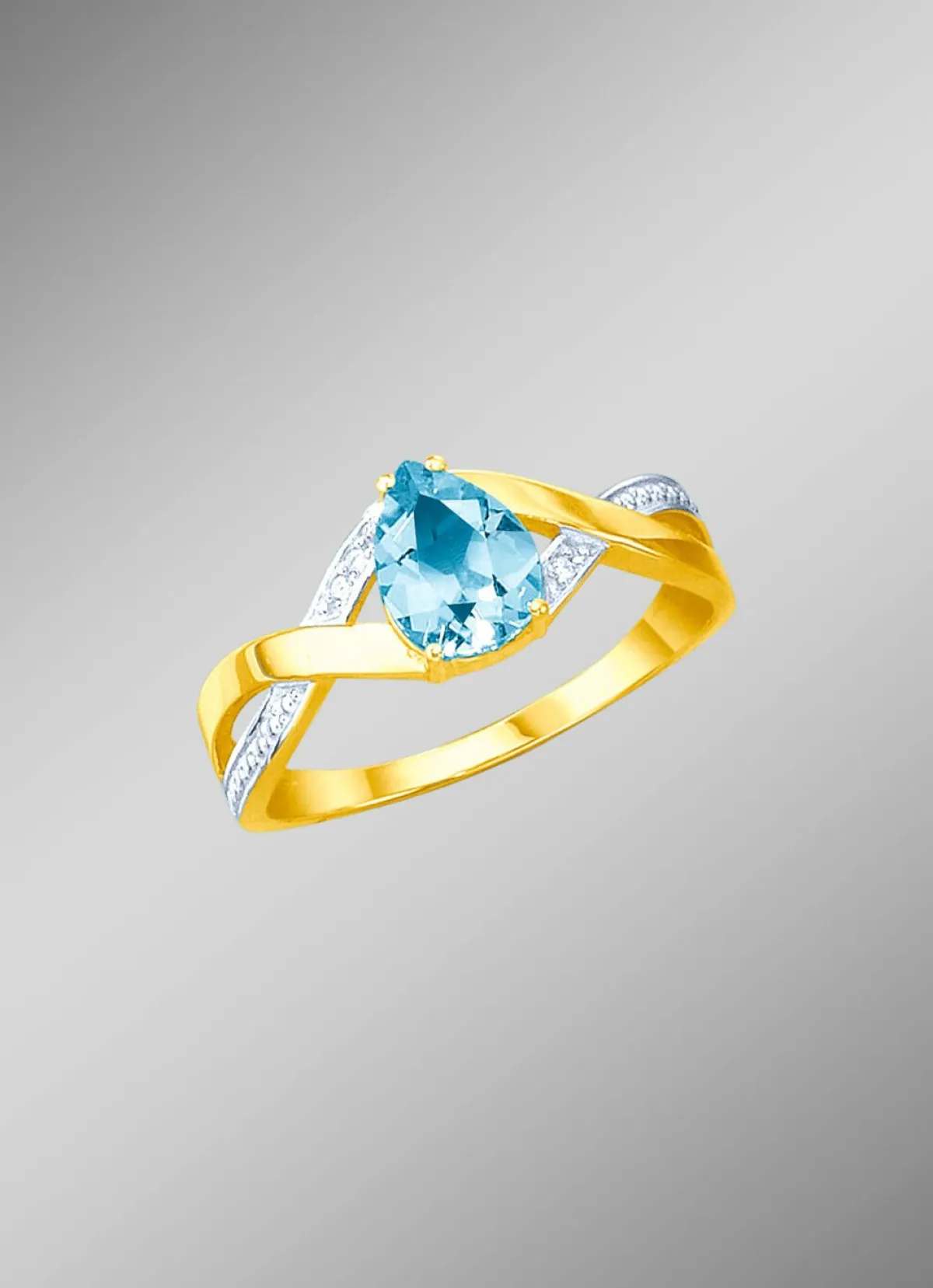 Damen BADER Damenring mit echt Blautopas und Brillanten