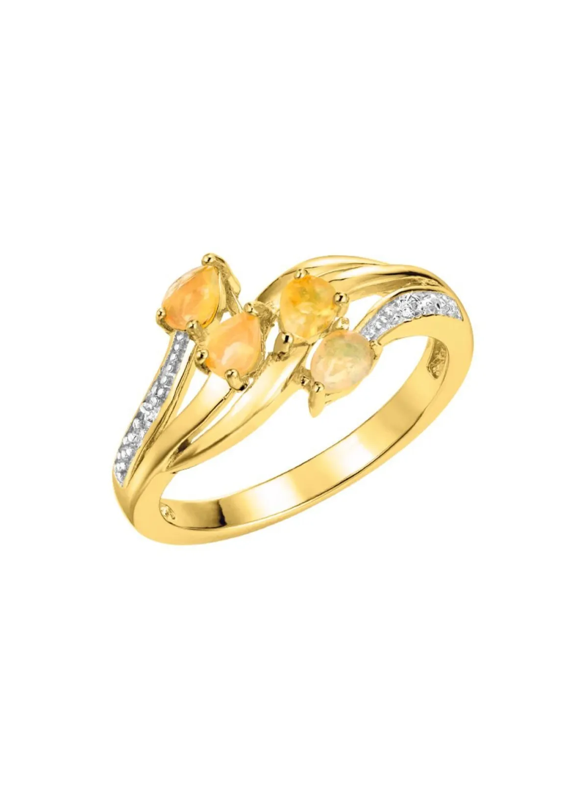 Damen BADER Damenring mit echt Feueropal und 2 Diamanten