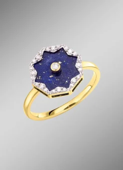 Damen BADER Damenring mit echt Lapislazuli, Brillanten und Diamanten