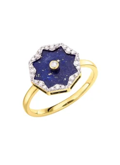 Damen BADER Damenring mit echt Lapislazuli, Brillanten und Diamanten