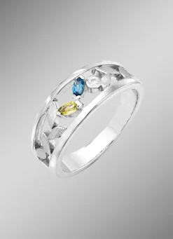 Damen BADER Damenring mit echt Peridot, Blautopas, beh., und synth. Zirkonia