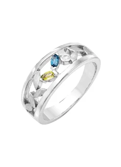 Damen BADER Damenring mit echt Peridot, Blautopas, beh., und synth. Zirkonia