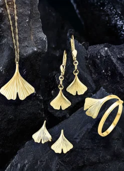 Damen BADER Damenring mit Ginkgo-Blatt-Motiv