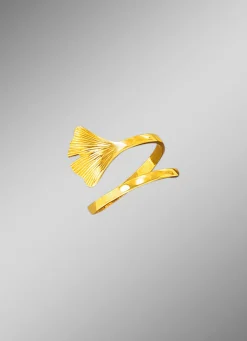 Damen BADER Damenring mit Ginkgo-Blatt-Motiv