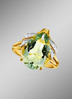 Damen BADER Damenring mit grünem Amethyst