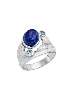 Damen BADER Damenring mit Lapislazuli und Baby Blautopas