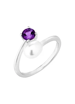 Damen BADER Damenring mit Süßwasser-Zuchtperle und Amethyst